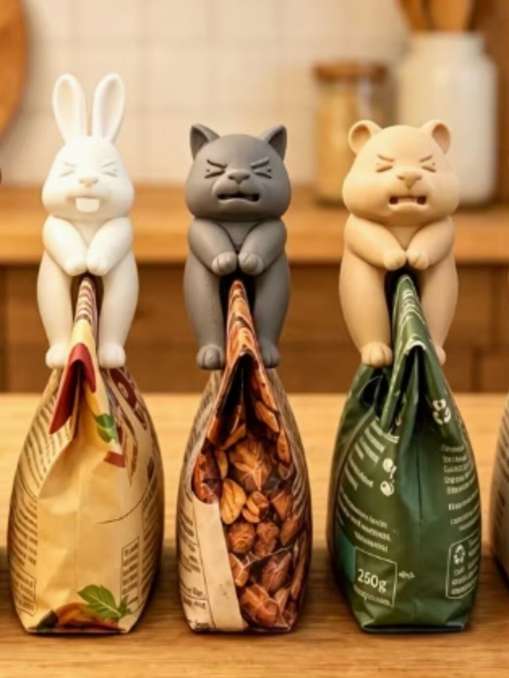 Set of 4 Animal Bag Clip Toppers